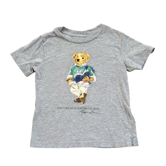 Ralph Lauren Grey Polo Bear Cotton Jersey T Shirt 3T - Picture 1 of 5